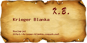 Krieger Blanka névjegykártya